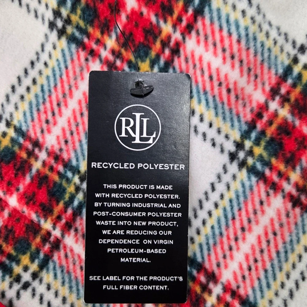 Lauren Ralph Lauren Ivory Red Green Tartan Plaid Fleece Pajama Set Size XL NWT